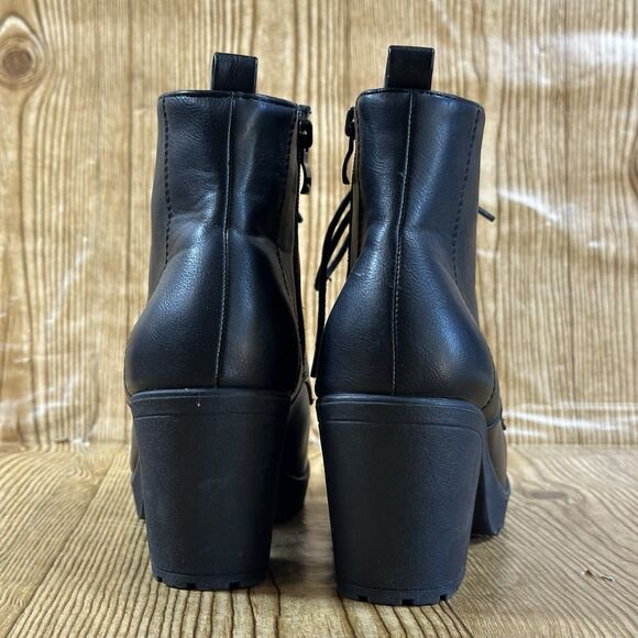 Top Moda Chunky Platform Combat Boots Black Size 9 Lug Sole Lace Up Goth Y2K - Picture 6 of 9